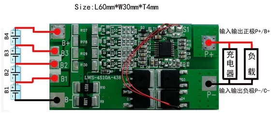 برد مدار محافظ باتری BMS قابل شارژ لیتیوم 3.2v 4s 10a 12.8v